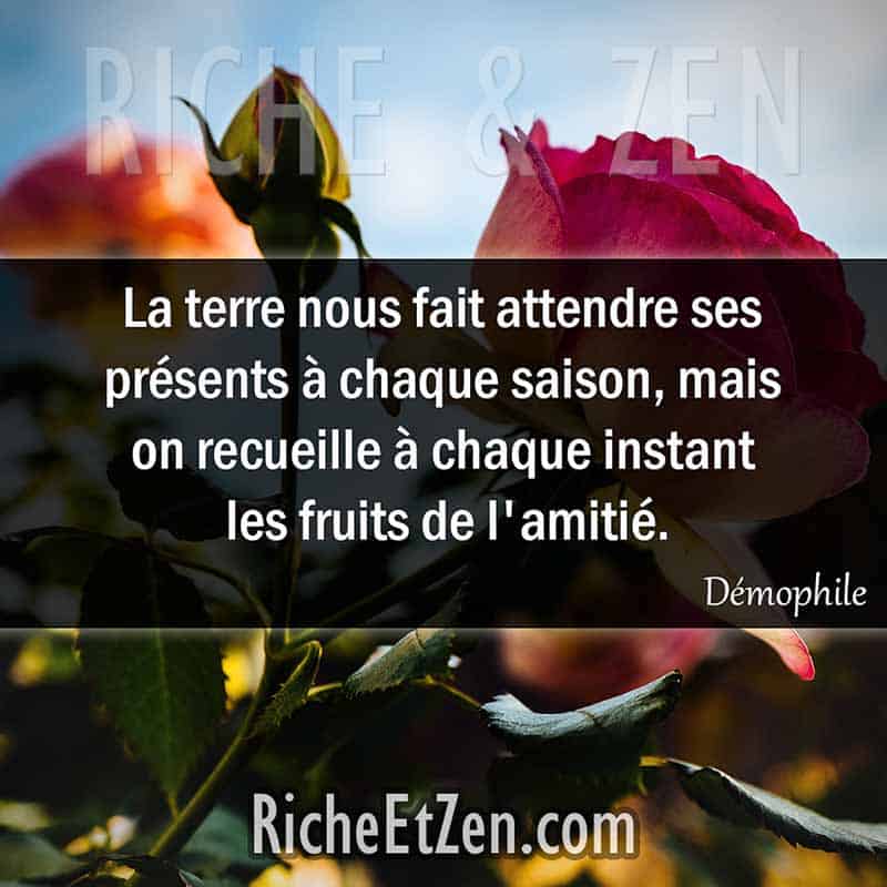 La terre nous fait attendre ses présents à chaque saison, mais on recueille à chaque instant les fruits de l'amitié. - Démophile - citation amitie - citations amitié - citations sur l'amitié - citations sur les amis